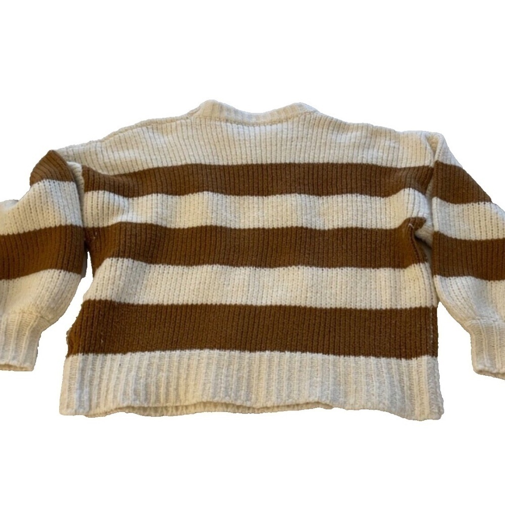 HYFVE Womens Knit Striped Sweater Brown/Cream Cropped Size Small - Picture 2 of 6
